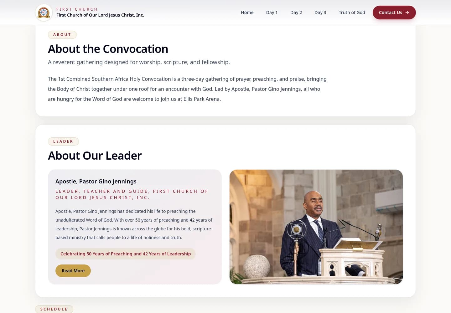About the convocation, and an introduction to Apostle, Pastor Gino Jennings