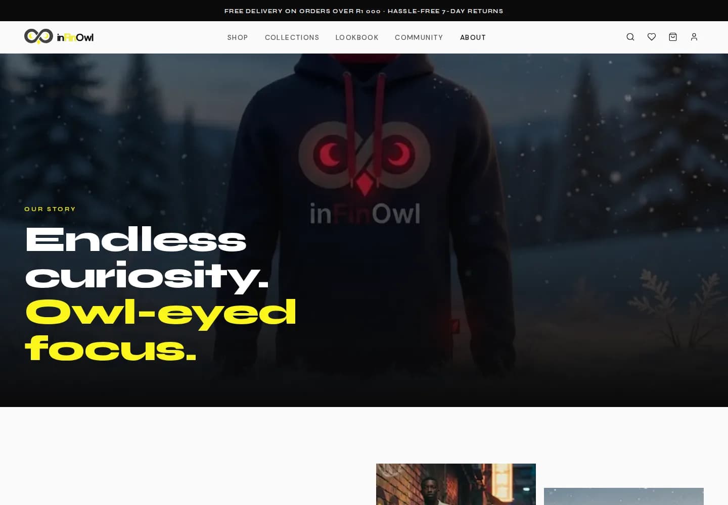 About page: endless curiosity, owl-eyed focus