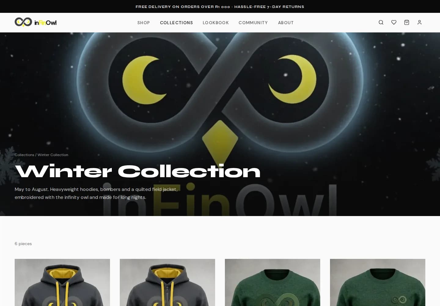 Winter Collection page and its pieces