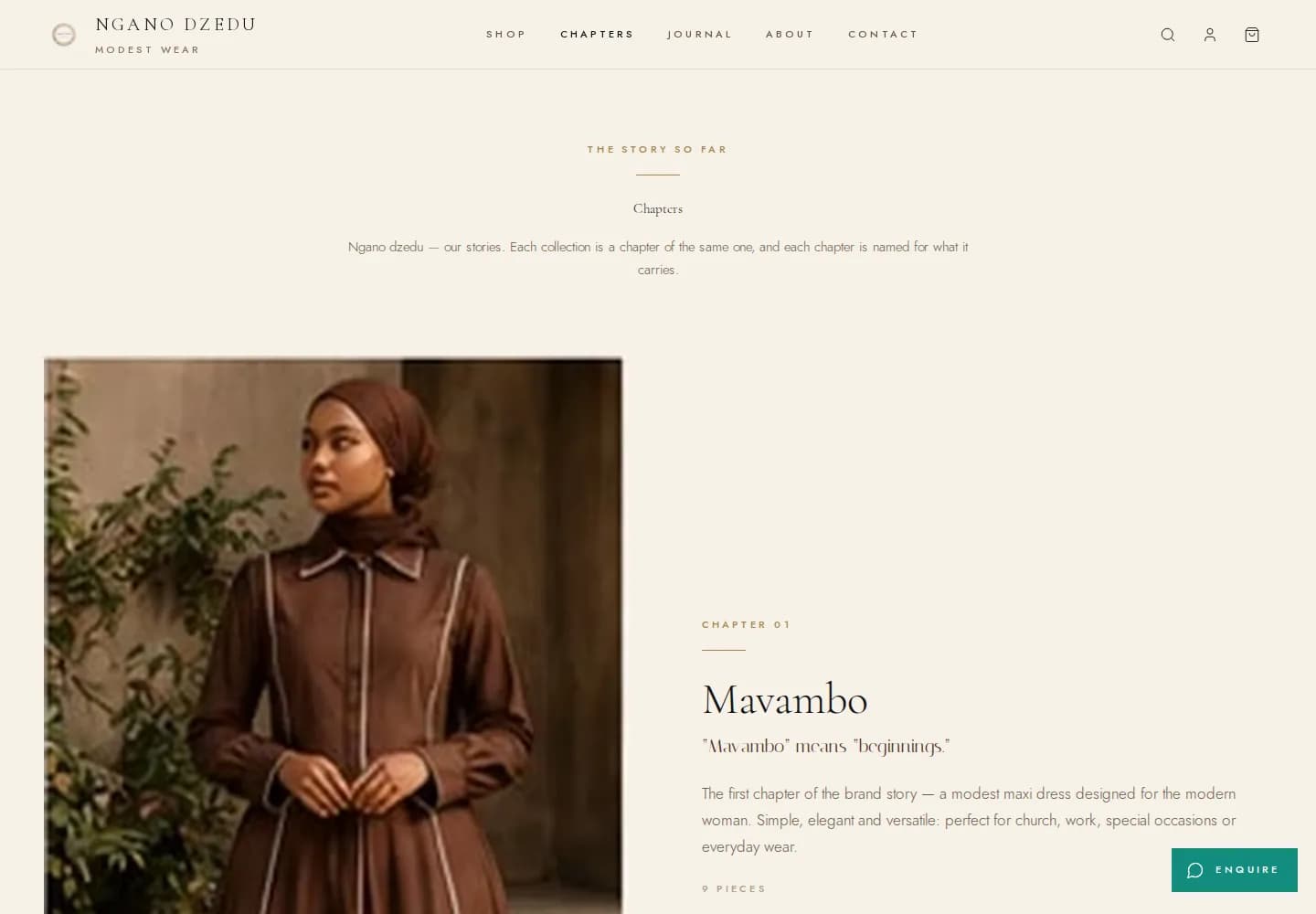 Chapters: each collection is a chapter of the brand's story
