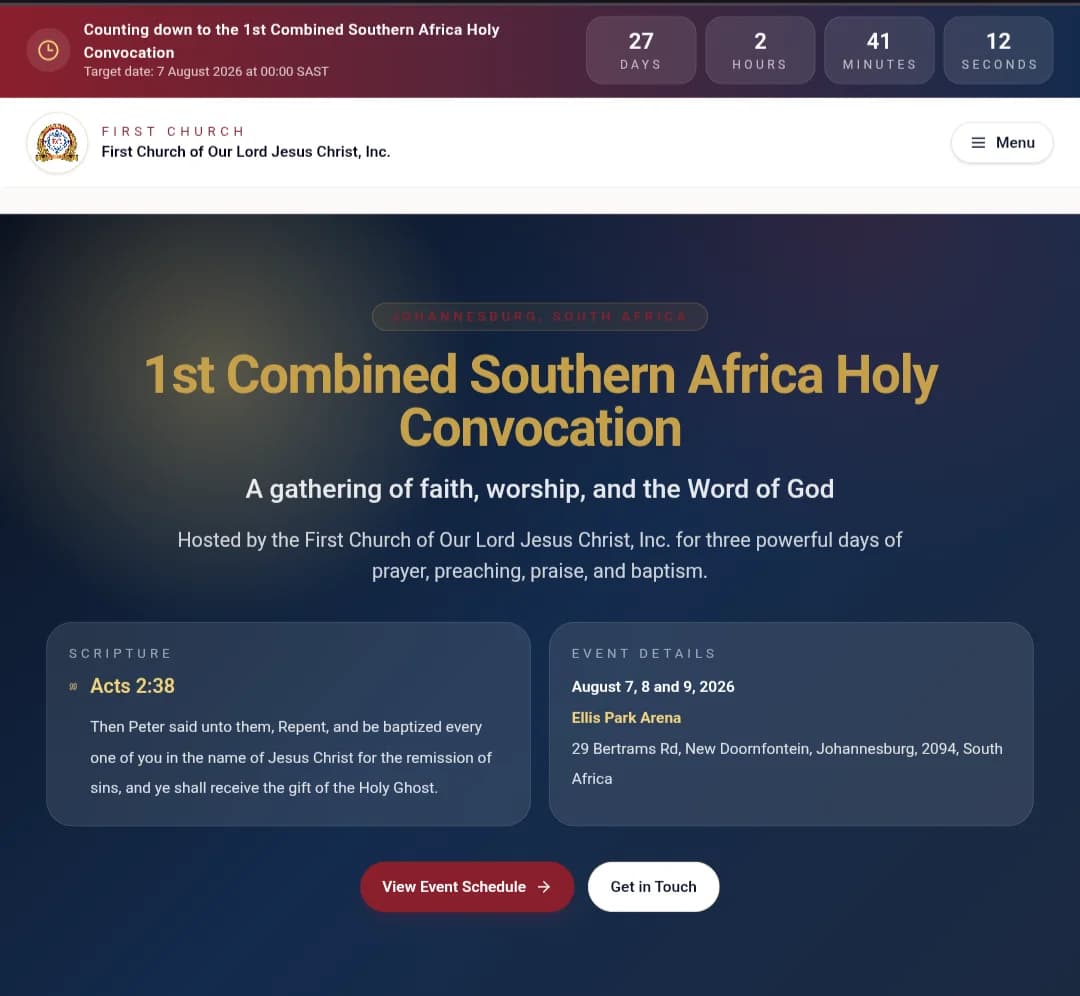 1st Combined Southern African Holy Convocation 